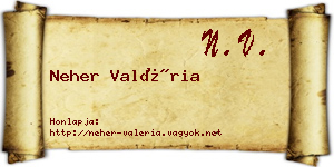 Neher Valéria névjegykártya